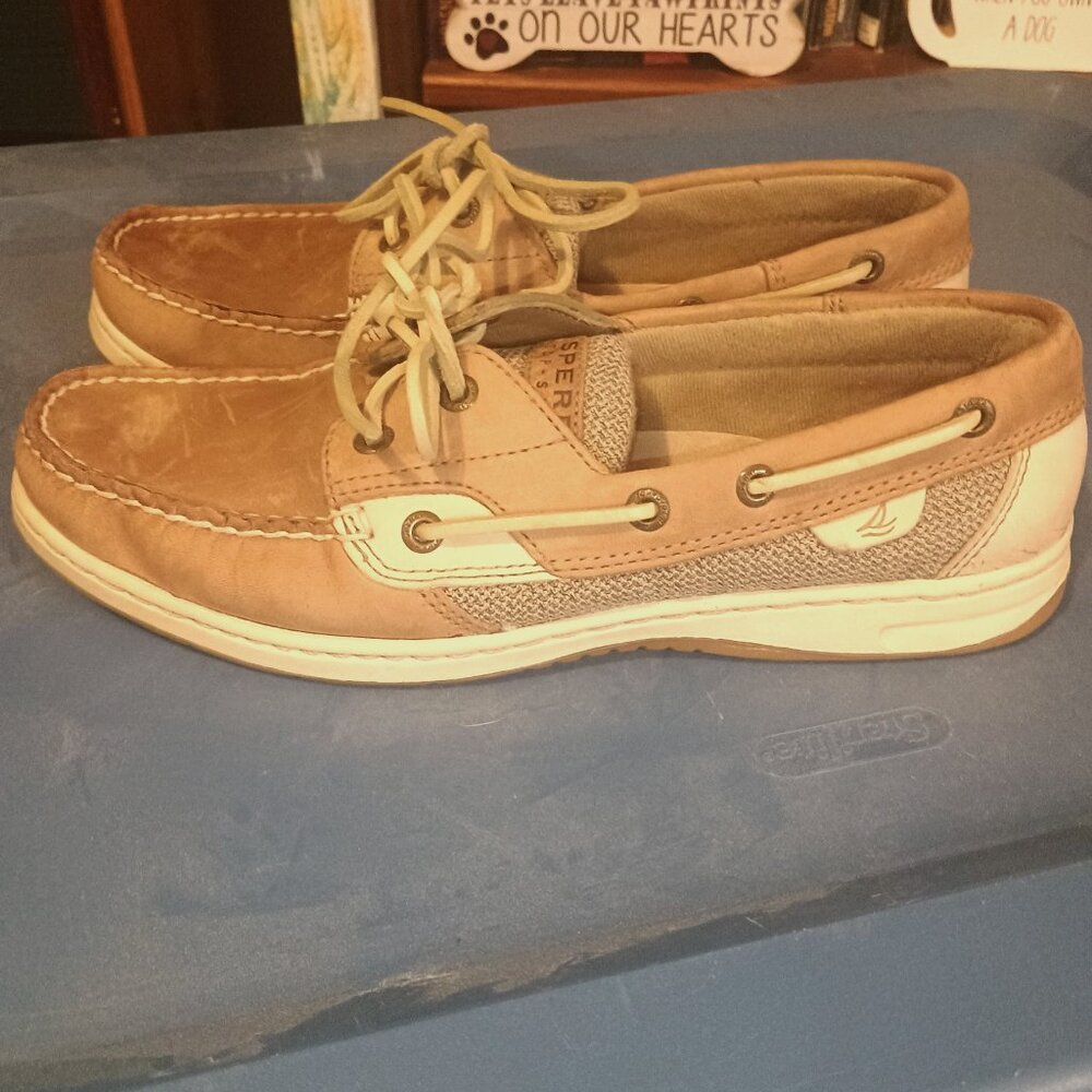 Sperry Top SIder, Bluefish 2 Eye Linen/Oat, Size 9.5M